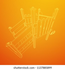 Playground slide wireframe low poly mesh construction. Vector illustration