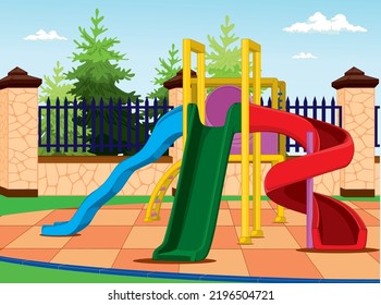parque infantil y toboganes para niños
