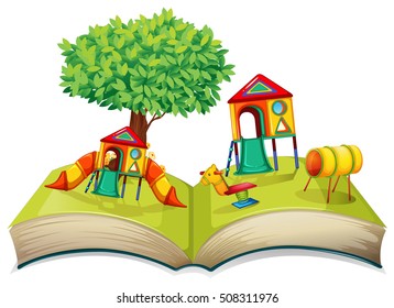 Playground in the storybook illustration