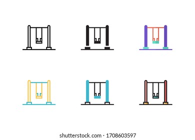 playground swing icon vector illustration with different style design. isolated on white background