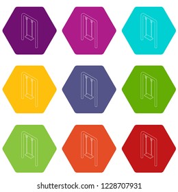 Playground swing icons 9 set coloful isolated on white for web