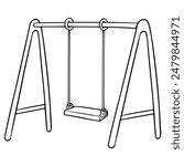 playground swing illustration hand drawn outline vector