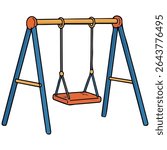 Playground swing for kids isolated vector illustration on white background
