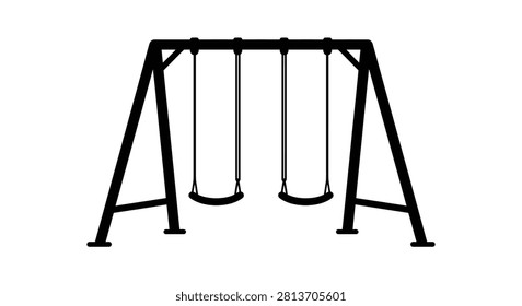 Playground Swing Set Silhouette Against A White Background