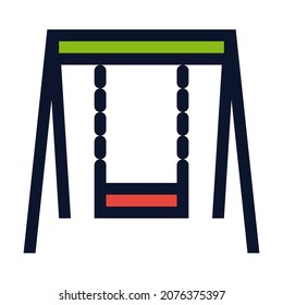 Playground Swing. Simple Vector Color Icon.