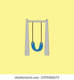 Playground swing vector illustration on yellow background. Childhood facility for children to play in playgrounds and parks.