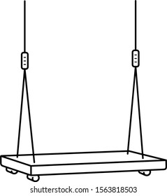 Playground and swing. Vector outline icon.
