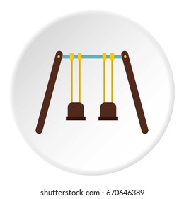 Playground swings icon in flat circle isolated vector illustration for web