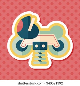 playground toy motor  flat icon with long shadow