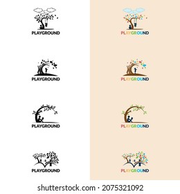 Playground Vector Logo Illustration. Playgroup, preschool, kindergarten logo template