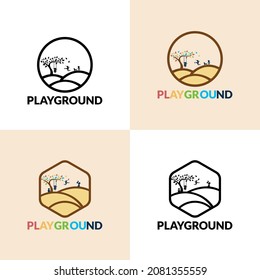 Playground Vector Logo Illustration. Playgroup, preschool, kindergarten logo template