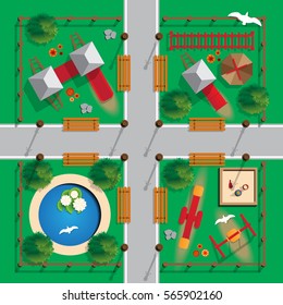 Playground. View from above. Vector illustration. 