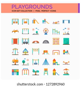 Playgrounds Icons Set. UI Pixel Perfect Well-crafted Vector Thin Line Icons. The illustrations are a vector.