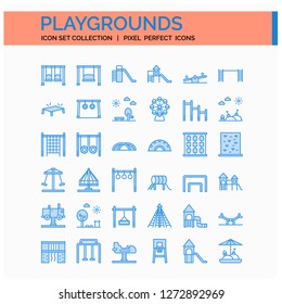 Playgrounds Icons Set. UI Pixel Perfect Well-crafted Vector Thin Line Icons. The illustrations are a vector.