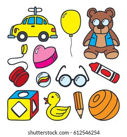 Playgroup, kindergarten, and pre-school object in doodle style