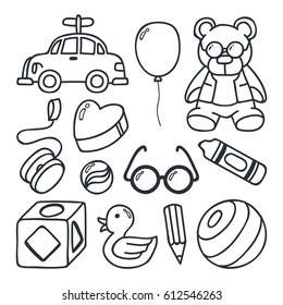 Playgroup, kindergarten, and pre-school object in doodle style