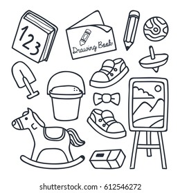 Playgroup, kindergarten, and pre-school object in doodle style