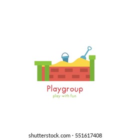 Playgroup logo design template. Illustration with playground.