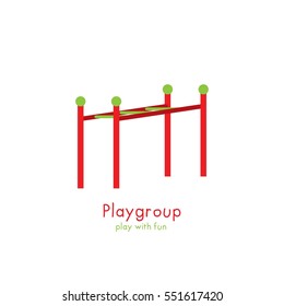 Playgroup logo design template. Illustration with playground.