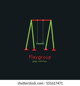 Playgroup logo design template. Illustration with playground.