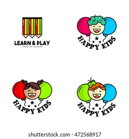 Playgroup, preschool, kindergarten logo template