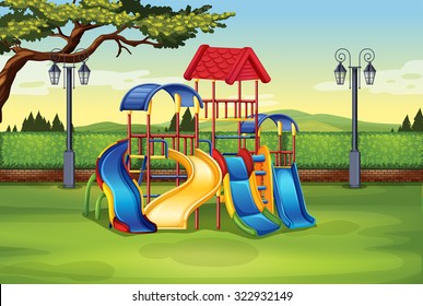 Playhouse in the middle of the park illustration