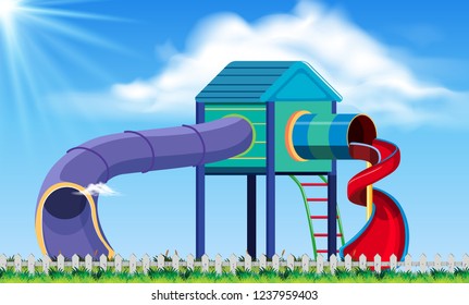 Playhouse at the playground illustration