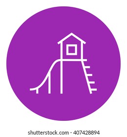 Playhouse with slide line icon.