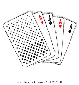 Vektor Stok Playing Ace Cards Drawing Vector (Tanpa Royalti) 453717058