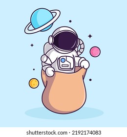 Playing Astronaut Cartoon Illustration Vector file. Isolated Premium Vector icon, every object is on separated layer. Flat Cartoon Style