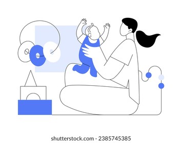 Playing with a baby isolated cartoon vector illustrations. Smiling mom have fun with her baby, happy motherhood, mother home routine, daily chores, leisure time with kid vector cartoon.