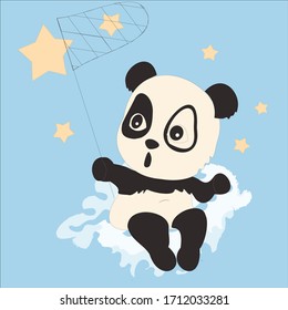 Playing baby panda character vector illustration. Panda collection