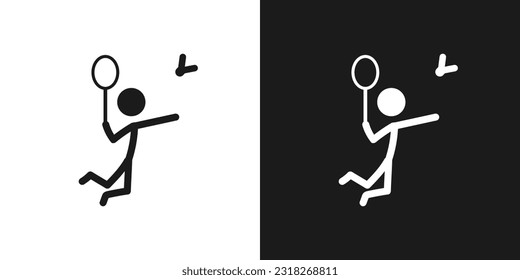 Playing badminton icon pictogram vector design. Stick figure man badminton player jump smash vector icon sign symbol pictogram