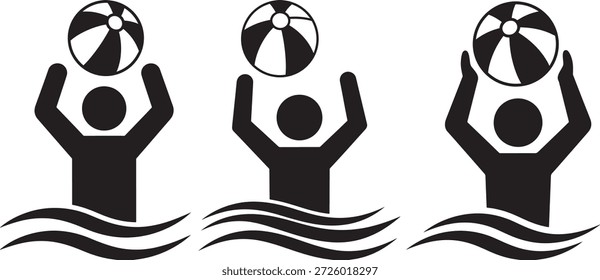 Jugando con pelota divirtiéndose en la actividad acuática y Ocio en el mar.