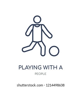 Playing with a Ball icon. Playing with a Ball linear symbol design from People collection. Simple outline element vector illustration on white background.