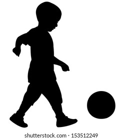 playing with ball, silhouette vector