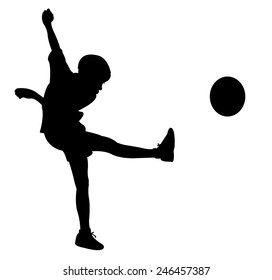 playing with ball, silhouette vector 