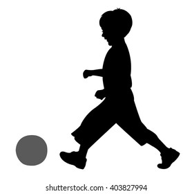 playing with ball, silhouette vector