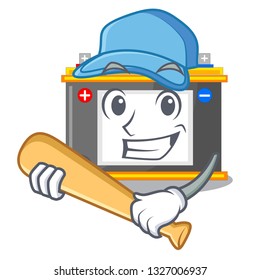 Playing baseball accomulator in the a character shape