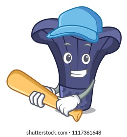 Playing baseball actarius indigo mushroom character cartoon
