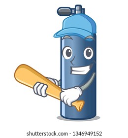 Playing baseball air tank diving in cartoon shape