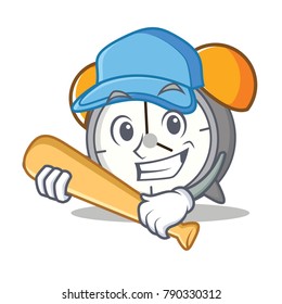 Playing baseball alarm clock character cartoon