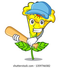 Playing baseball allamanda flower in the shape cartoon