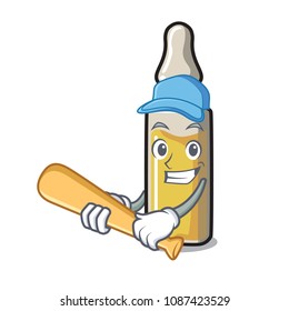 Playing baseball ampoule character cartoon style