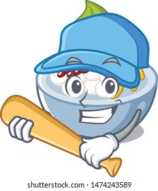 Playing baseball anmitsu is served in cartoon bowl