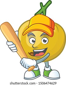 Playing baseball araza fruit design character for cartoon mascot
