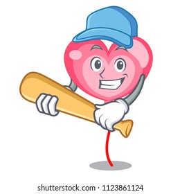 Playing baseball ballon heart character cartoon