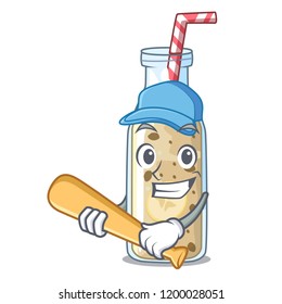 Playing baseball banana smoothie on a cartoon table