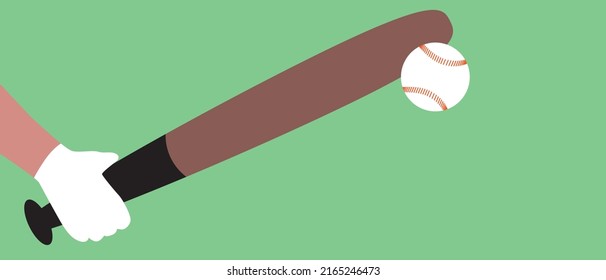 Playing baseball with bat and ball. Flat vector stock illustration or copy space template for design or overlay