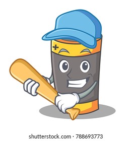 Playing baseball battery character cartoon style